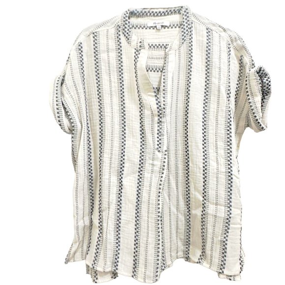 MADEWELL Lightspun Lakeline Popover Shirt in Jacquard Stripe - Picture 5 of 11